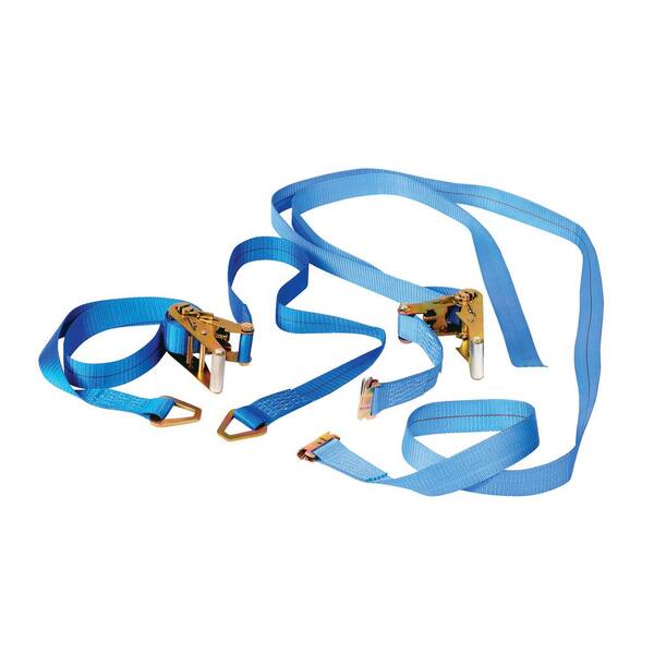 Vestil 20 ft. Blue Nylon Ratchet Strap/Belt with Triangle Hook for Machinery/Vending Machine Lift Models