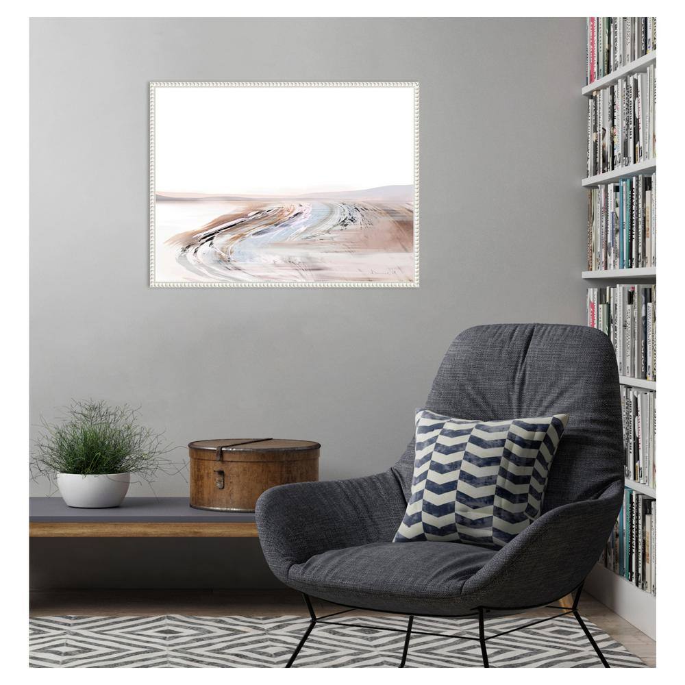 Large White and Beige Abstract Canvas Framed Wall Art