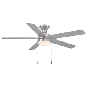 Caltris 52 in. Integrated LED Indoor/Outdoor Brushed Nickel Ceiling Fan with Light and Pull Chains Included