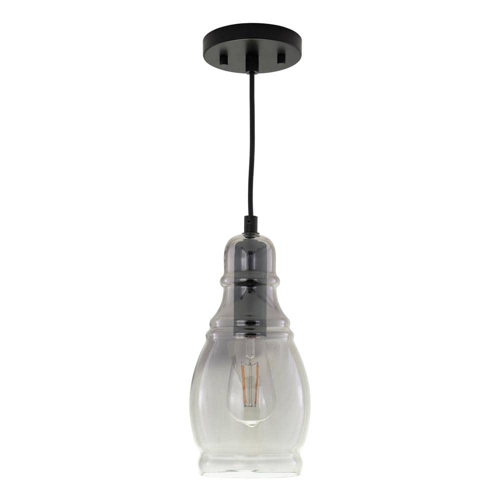 Millie Matte Black Mini Pendant with Smoke Gray Glass