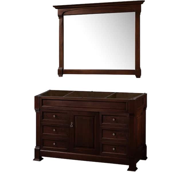 Wyndham Collection Andover 55 in. W x 22.25 in. D Bath Vanity Cabinet Only with Mirror in Dark Cherry