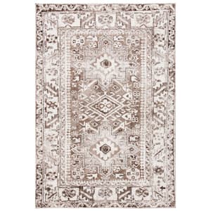 Vintage Hamadan Brown/Ivory Doormat 3 ft. x 5 ft. Floral Border Area Rug