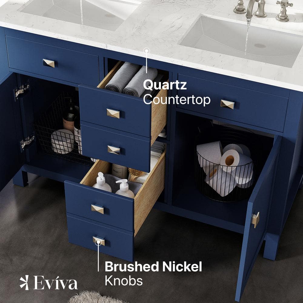 Artemis 48" Blue Solid Wood Double Sink Bathroom Vanity