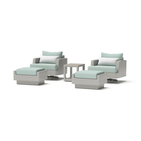 RST BRANDS Portofino Comfort Gray 5-Piece Aluminum Patio Conversation Seating Set with Sunbrella Spa Blue Cushions