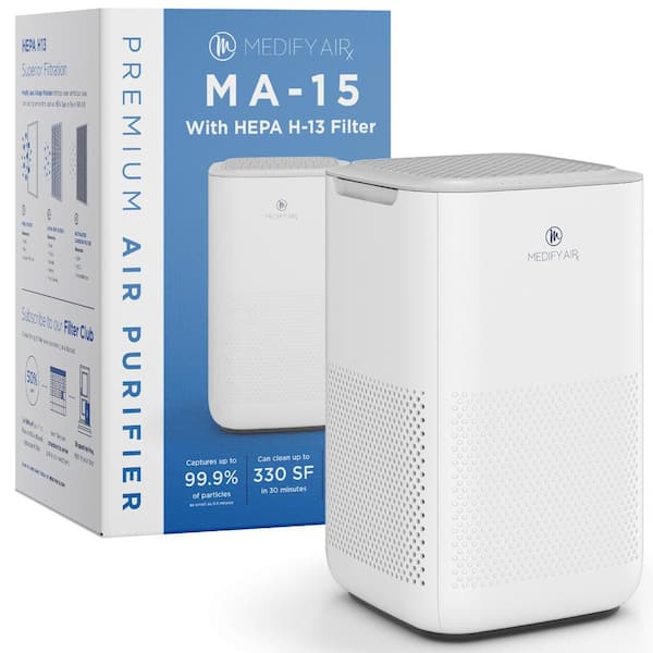 Medify MA-15 Air Purifier with H13 True HEPA Filter, 330 sq. ft. Coverage, 99.9% Removal to 0.1 Microns, White, 1-Pack
