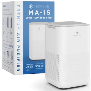 Medify MA-15 Air Purifier with H13 True HEPA Filter, 330 sq. ft. Coverage, 99.9% Removal to 0.1 Microns, White, 1-Pack