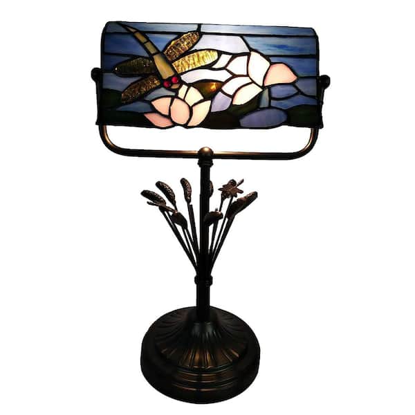 Dale Tiffany Dragonfly Bankers 17 in. Antique Bronze Accent Lamp