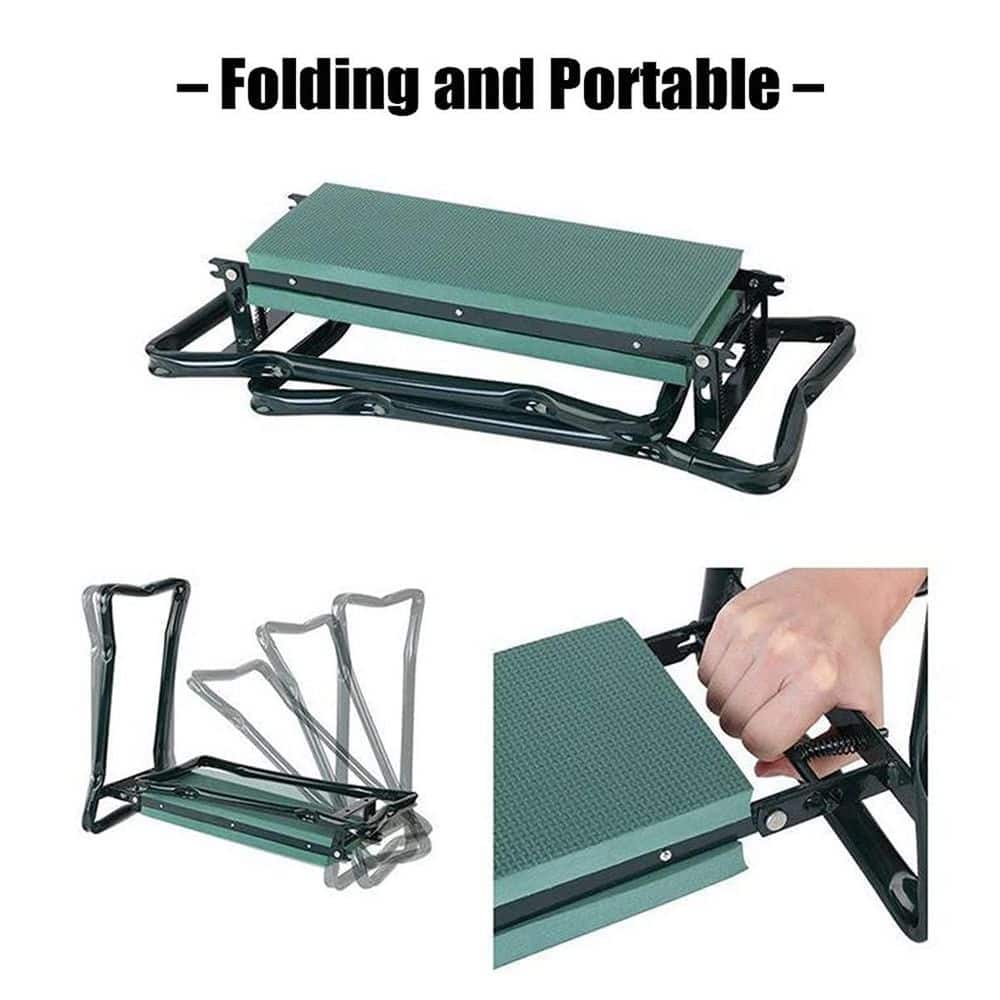 Green Foldable Garden Kneeler Seat with Tool Pouch