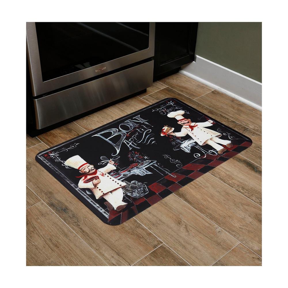 J&V Textiles Chalkboard Chefs Designer Chef Oil & Stain Resistant Anti-Fatigue Kitchen Floor Mat