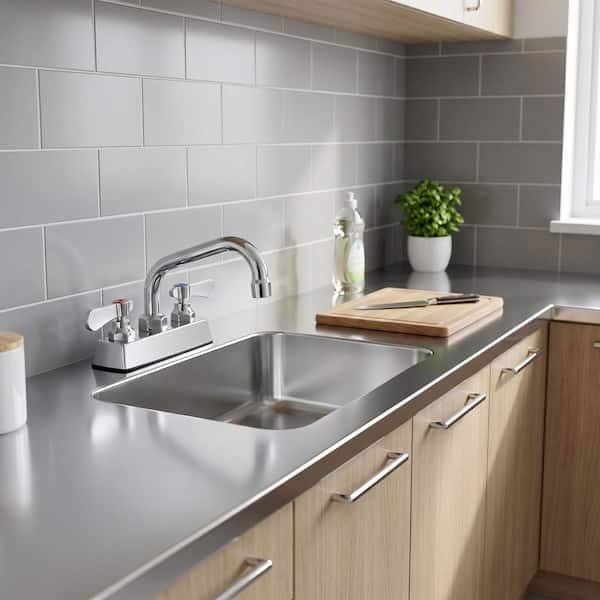 Commercial Deck Mount Double Handle Standard Kitchen Faucet 8 in. Faucet with 360° Swivel Spout in Polished Chrome