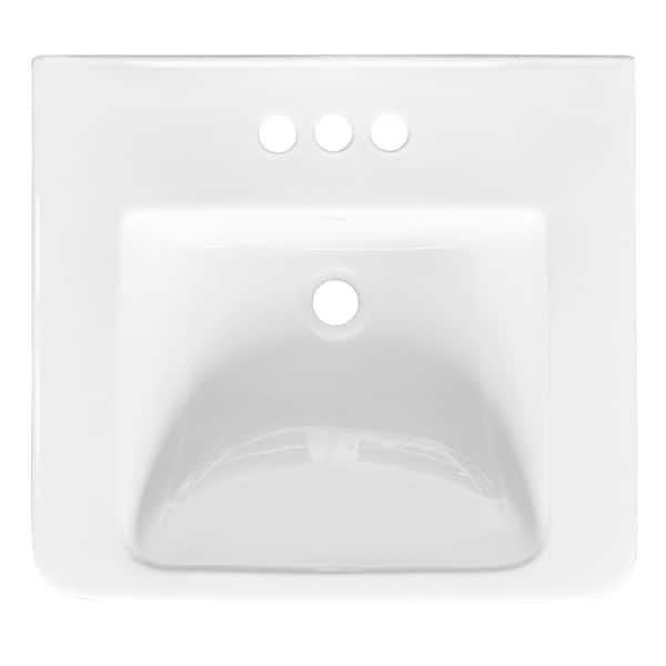 Glacier Bay Fiona 7.28 in. Pedestal Sink Basin in White Fine Fireclay with 4 in. Faucet Spread
