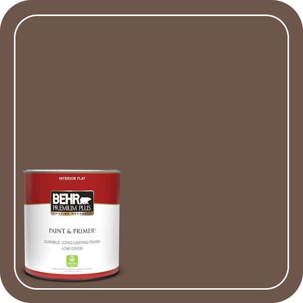 BEHR PREMIUM PLUS 1 qt. #N170-6 Natural Bark Flat Low Odor Interior Paint & Primer