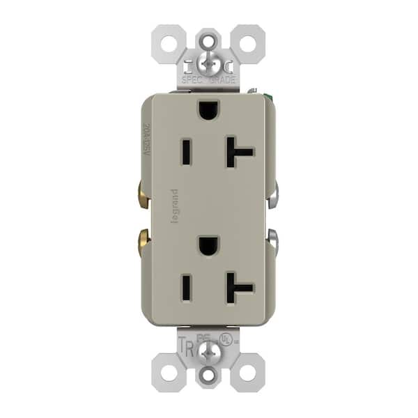 radiant 20 Amp 125-Volt Spec Grade Tamper Heavy Duty Decorator Duplex Outlet, Nickel