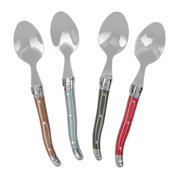 Set of 4 Laguiole Stainless-Steel Coffee Spoons Flatware Set -Holly Berry