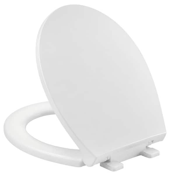 Standard 16.5 in. Round Toilet Seat, Soft Close and Quick-Release, Anti-Slip Toilet Seat for Round Toilets in White