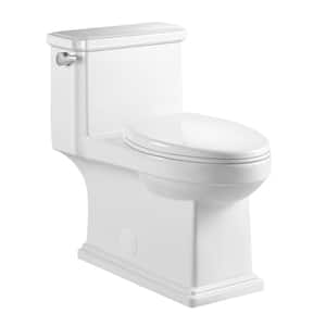 12 in., 1.1/1.6 GPF Dual Flush Elongated Toilet in White Seat Included (1-Piece)