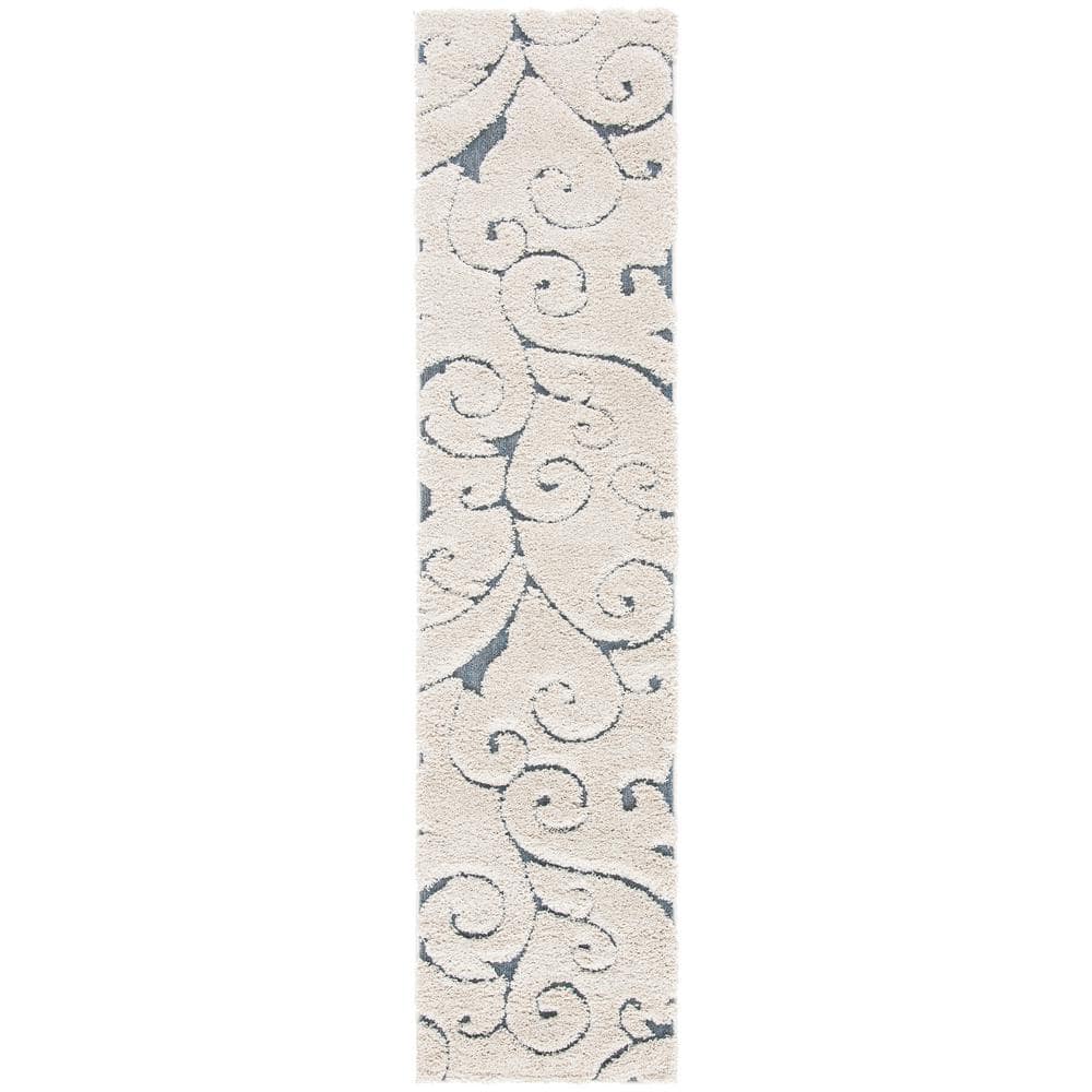 Florida Shag Beige/Blue Gray 2 ft. x 9 ft. Geometric Runner Rug price history on PriceWatchPro
