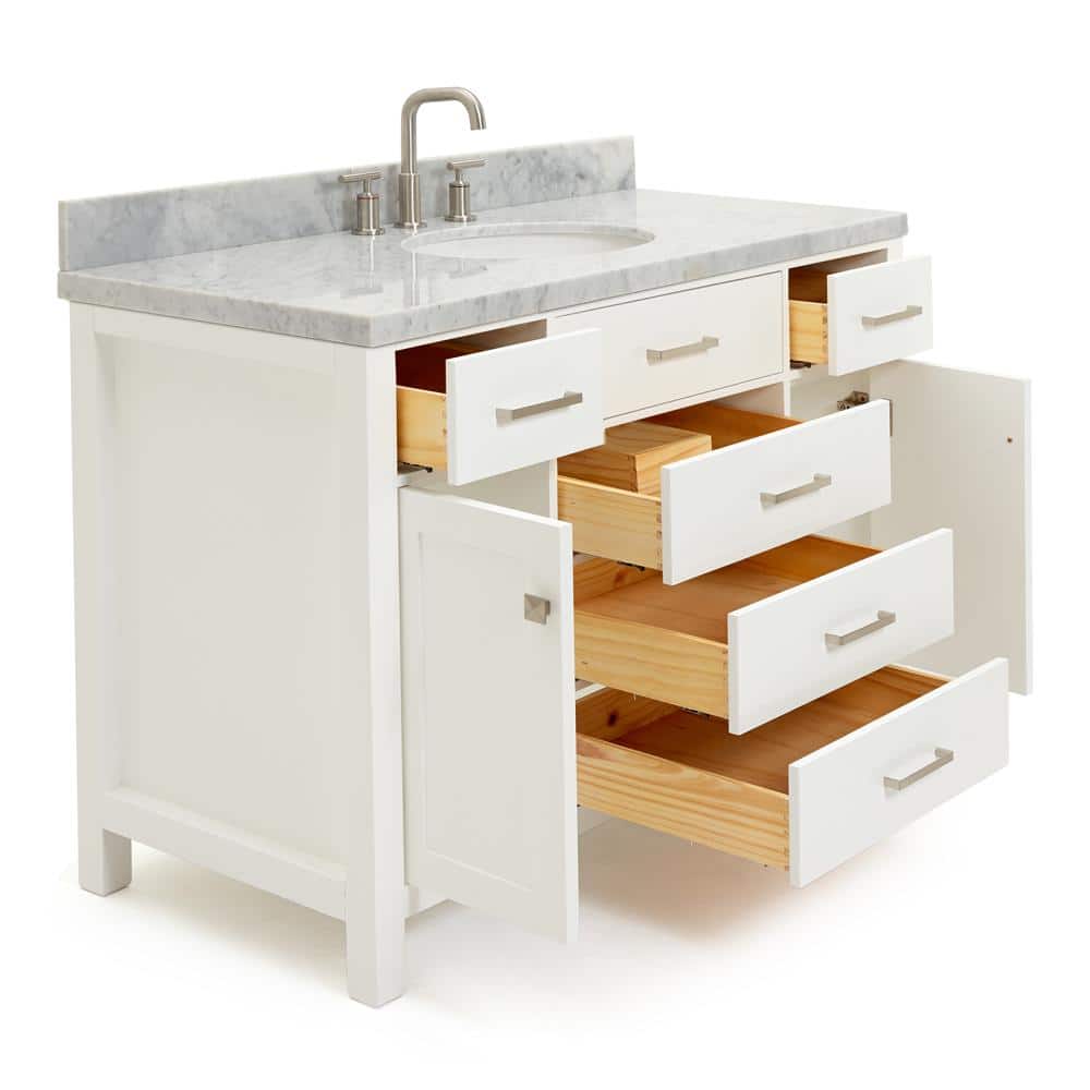 Bristol 49" White Marble Top Freestanding Vanity