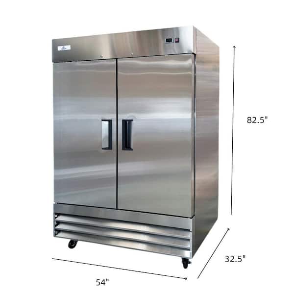 54 in. 47 cu. ft. Auto / Cycle Defrost 2-Door Commercial Reach In Upright Freezer in Stainless Steel