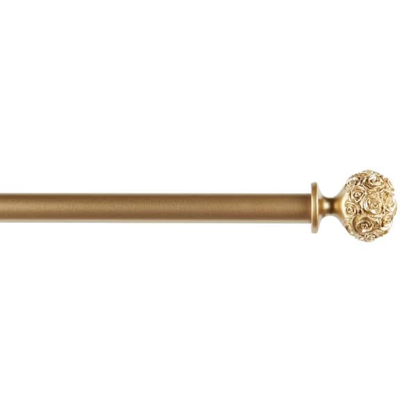 Peony 66 in. - 120 in. Adjustable 1 in. Single Curtain Rod Kit in Gold with Finial