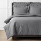 Pewter Solid Supima Cotton Percale King Duvet Cover
