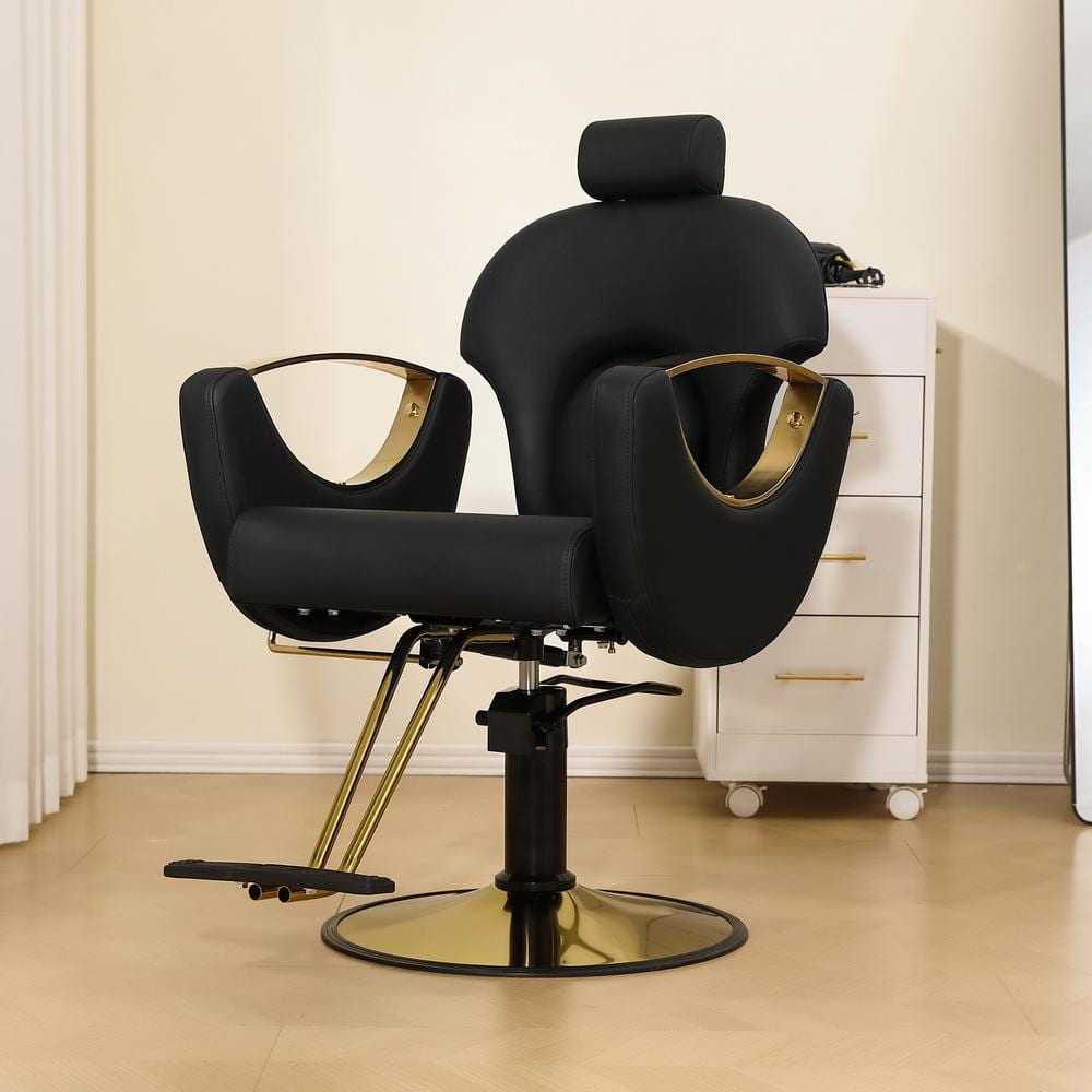 Leather 360° Swivel Reclining Salon Chair with Heavy Duty Hydraulic Pump S