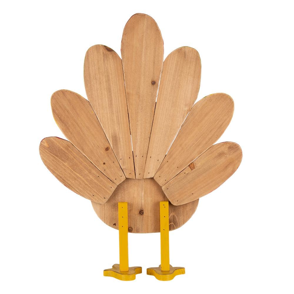 24.25" Colorful Wooden Thanksgiving Turkey Figurine Decor