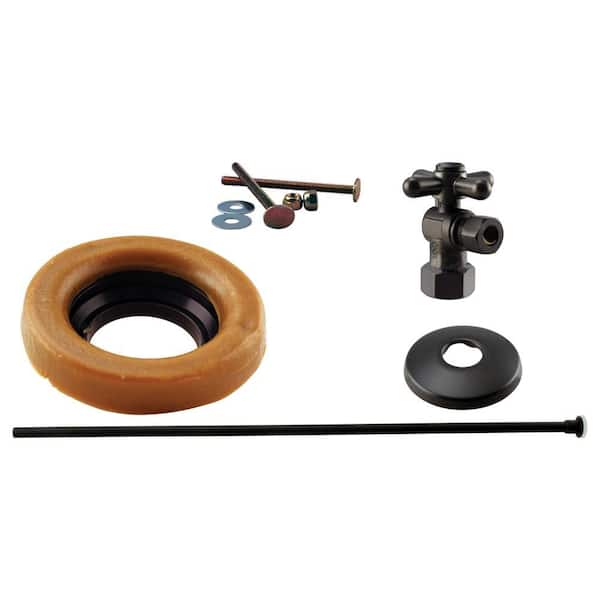 Westbrass 1/2 in. IPS Cross Handle Angle Stop Toilet Installation Kit in Oil Rubbed Bronze