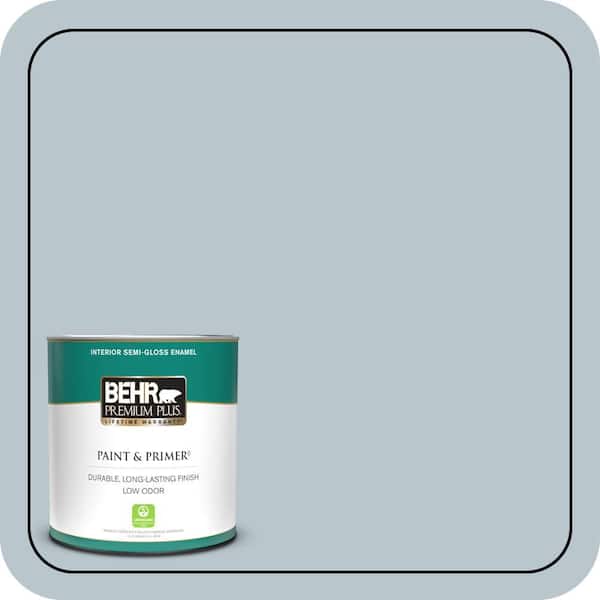BEHR PREMIUM PLUS 1 qt. #N480-2 Flowing Breeze Semi-Gloss Enamel Low Odor Interior Paint & Primer