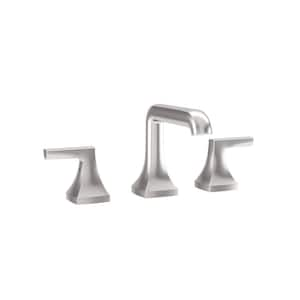 Oak Widespread 2-Handle Bathroom Faucet with Push Pop Drain Assembly in Satin Nickel (1.0 GPM)