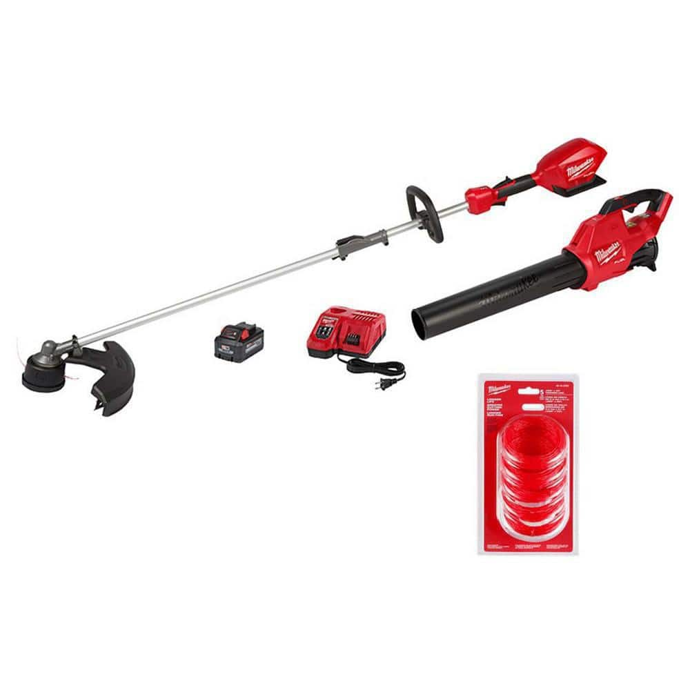 M18 FUEL 18V Lith-Ion Brushless Cordless Electric String Trimmer/Blower Combo Kit & 0.095 in. Pre-Cut 5-Pack(2-Tool) -  Milwaukee, 3000-2782