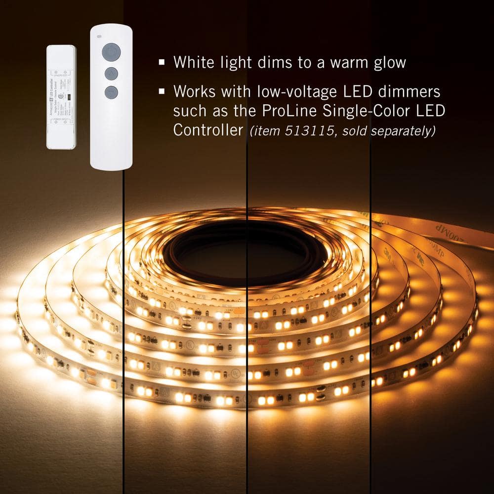 RibbonFlex Pro 24V White Dim-to-Warm LED Tape Light, 16 Feet