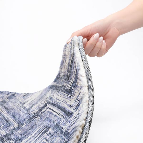 Dream Shag Premium Machine Washable Abstract ADS630 Blue 9 ft. x 12 ft. Area Rug