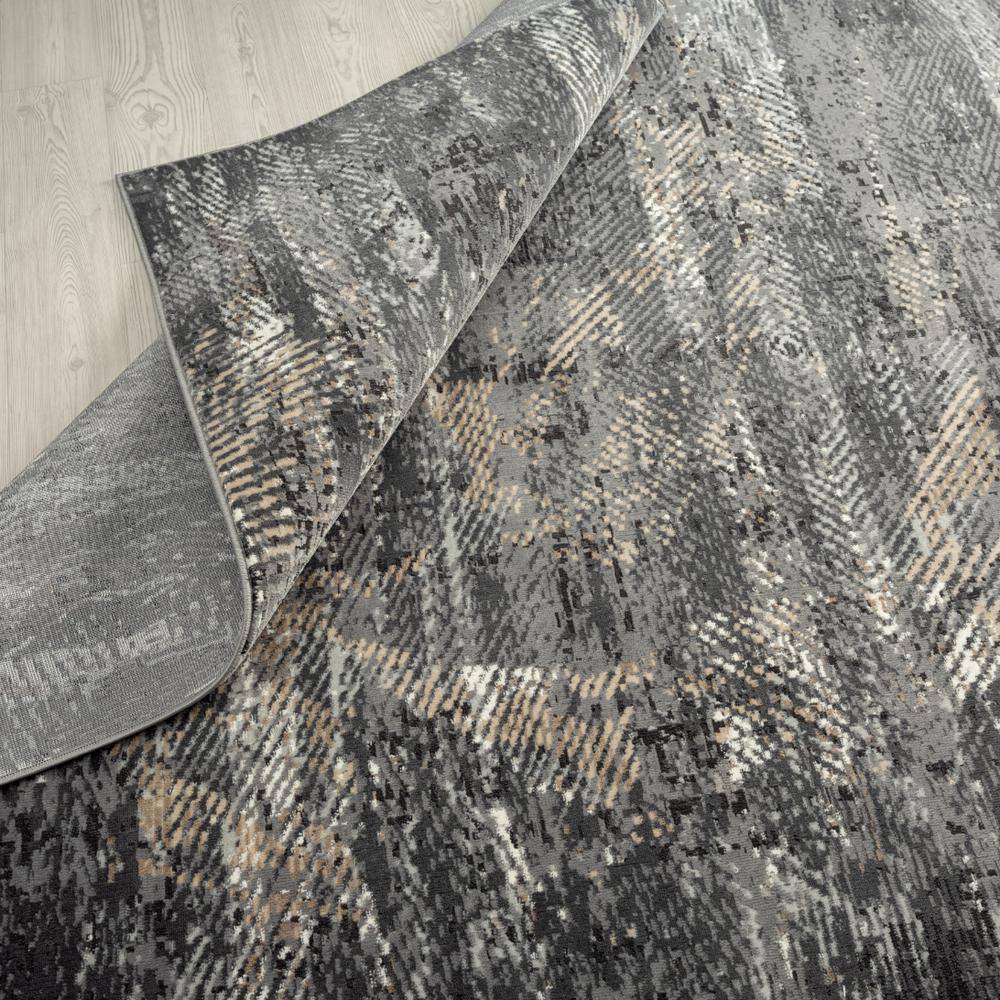Gray and Black Abstract Rectangular Synthetic Area Rug