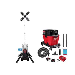 MX FUEL ROCKET Tower Light/Charger with M18 FUEL 9 Gal. Cordless Wet/Dry Shop Vacuum Kit