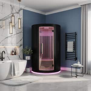 SaunaSpa 1-2-Person Round Infrared Sauna with Canadian Hemlock Wood
