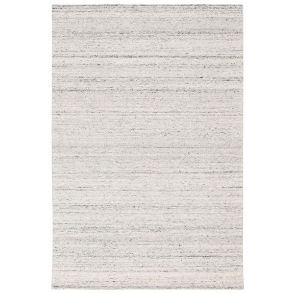 Restoration Vintage 4 ft. x 6 ft. Light Gray/Beige Distressed Striped Area Rug