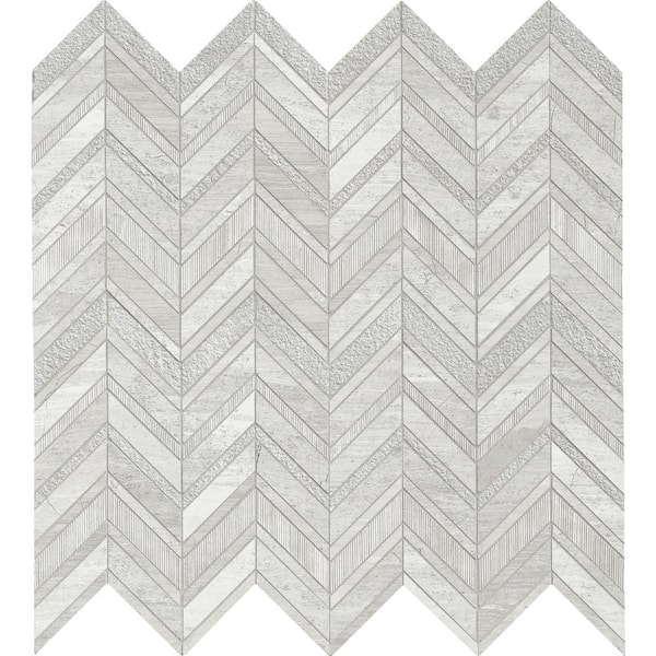 MSI White Quarry Chevron 12 in. x 12 in. x 10 mm Textured Marble Mosaic Tile (1 sq. ft.)