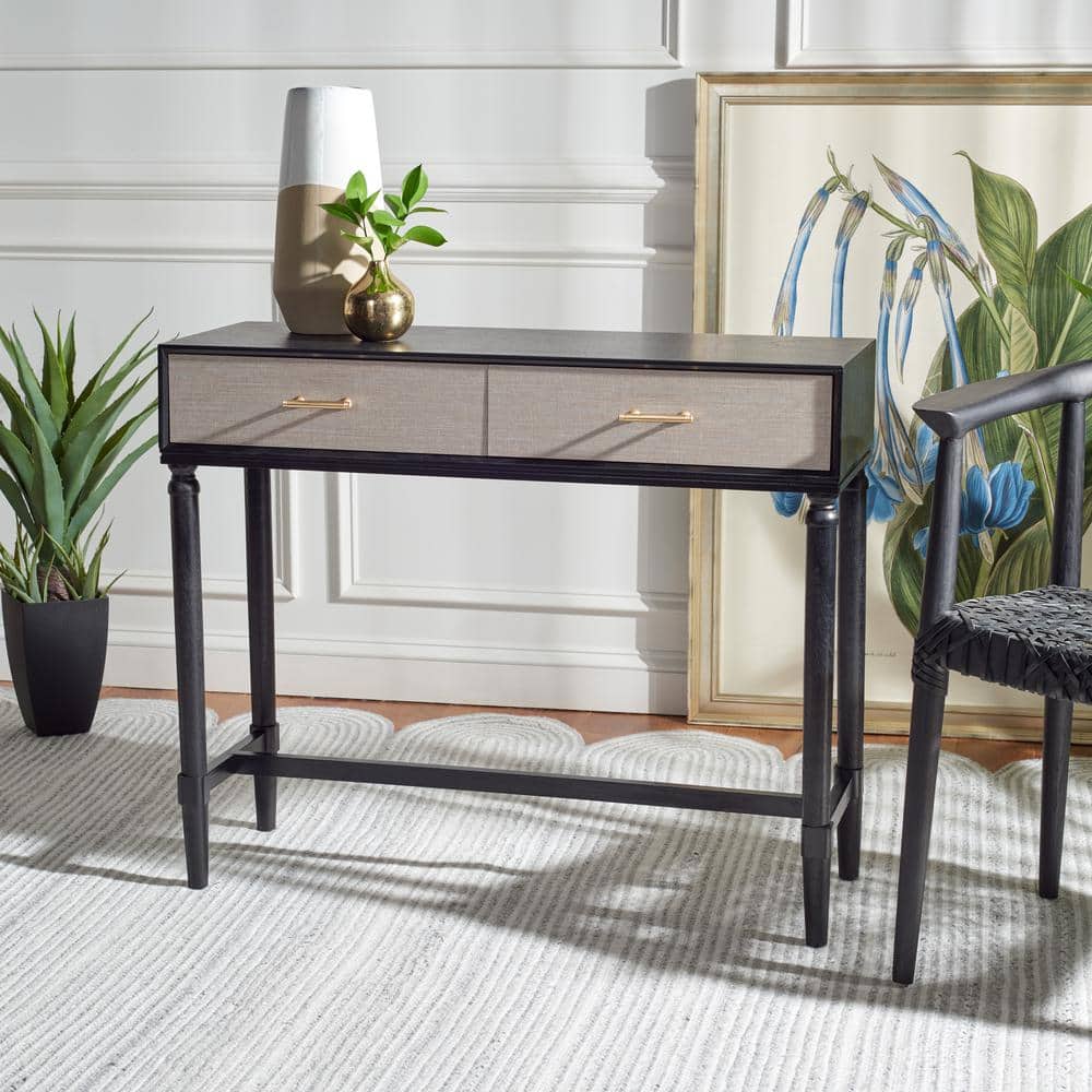Estella Black and Beige 2-Drawer Console Table
