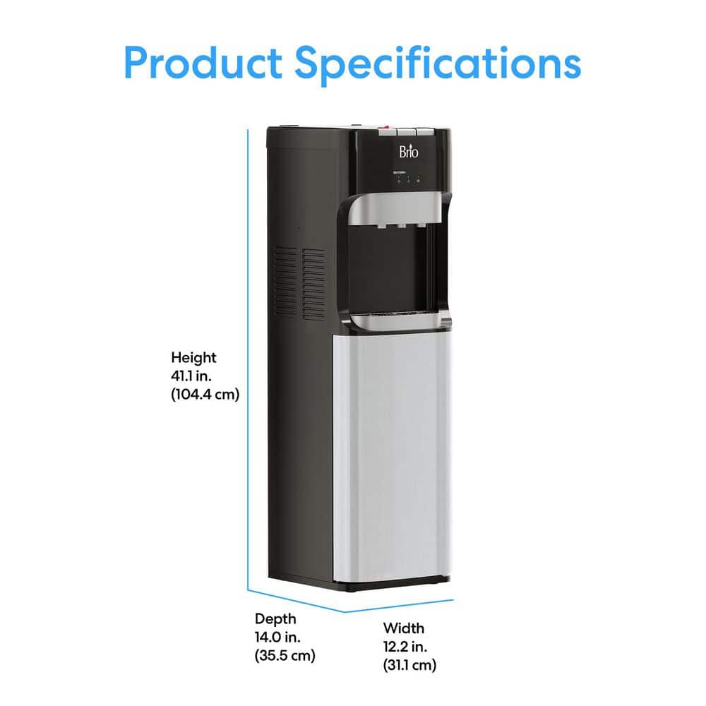 Brio Black and Silver Bottleless Electric Water Dispenser with Filter