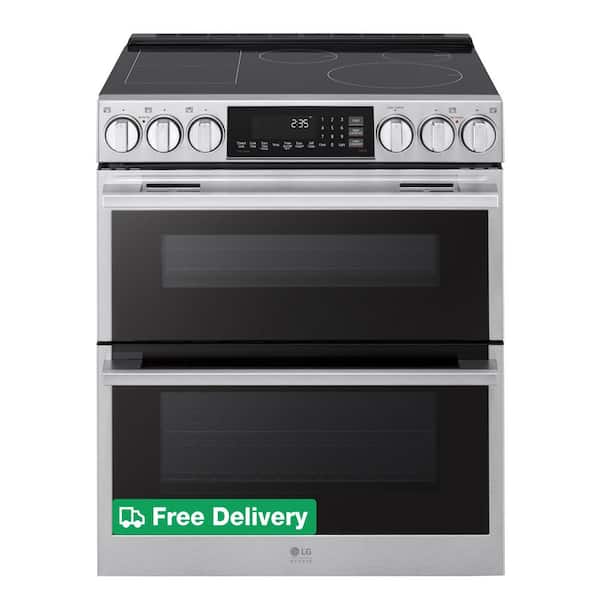 Studio 30 in. 5-Burner Elements Smart Double Oven Slide in Range in PrintProof Stainless Steel with Probake Convection
