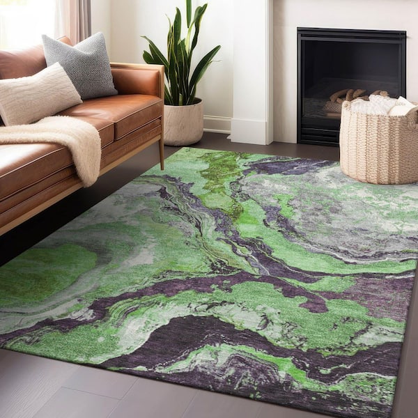 Chantille Machine Washable Indoor/Outdoor Abstract ACN1908 Green 3 ft. x 4 ft. Area Rug