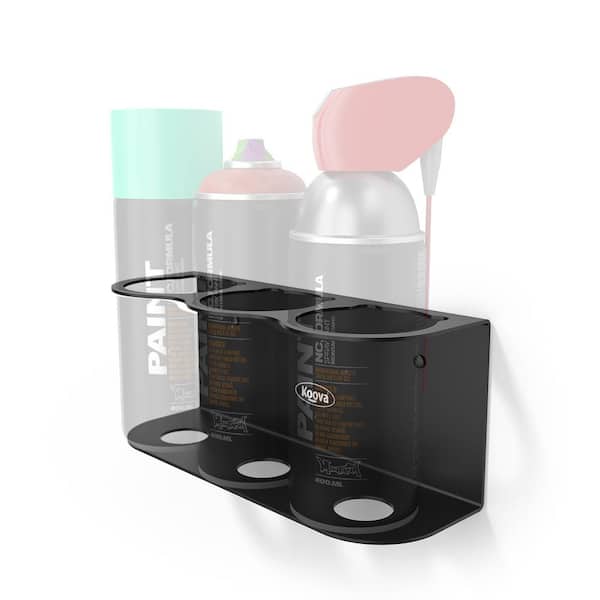3.3 in. x 9.2 in. x 3.7 in. Black Steel Garage Wall Shelf Three Spray Can Holder