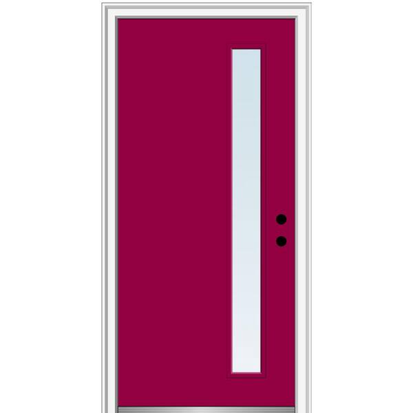 MMI Door 36 in. x 80 in. Viola Low-E Glass Left-Hand Inswing 1-Lite Clear Painted Steel Prehung Front Door