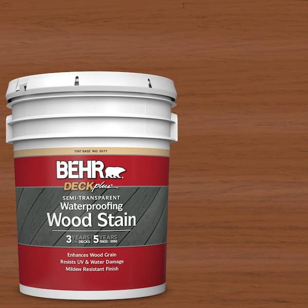 BEHR DECKplus 5 gal. #ST-122 Redwood Naturaltone Semi-Transparent Waterproofing Exterior Wood Stain