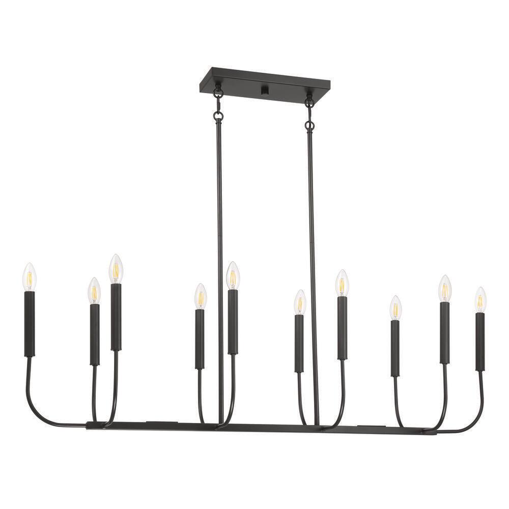 Traci 10 Light Flat Black Finish Candle Linear Pendant Chandelier for Kitchen Island, No Bulb(s) Included price history on PriceWatchPro