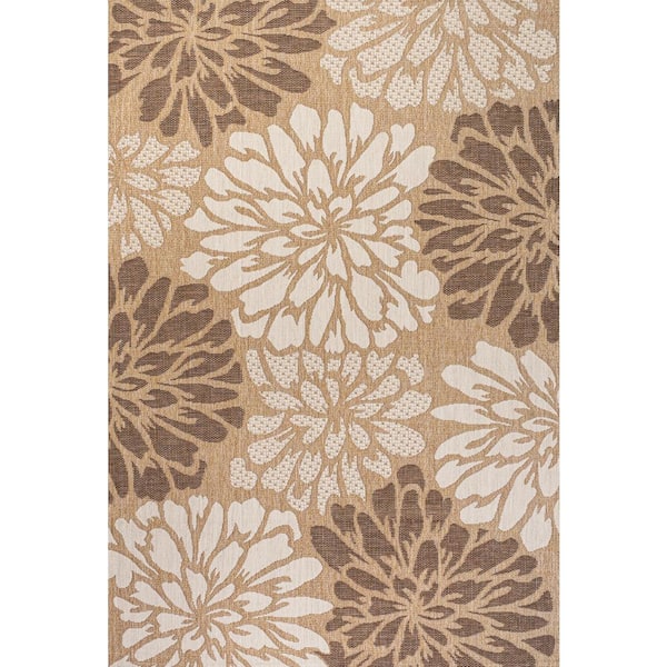 JONATHAN Y Zinnia Modern Floral Navy/Green 3 ft. 11 in. x 6 ft. Textured  Weave Indoor/Outdoor Area Rug SMB110B-4 - The Home Depot