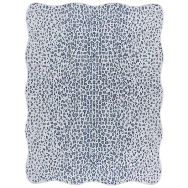 Courtyard 8 ft. x 10 ft. Ivory/Navy Cheetah Geometric Indoor/Outdoor Area Rug