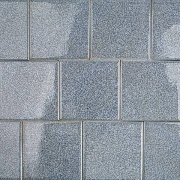 Ivy Hill Tile Roman Selection Iced Blue 4 in. x 4 in. x 8 mm Glass Mosaic Tile