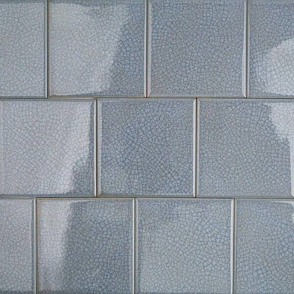 Ivy Hill Tile Roman Selection Iced Blue Glass Mosaic Tile - 4 in. x 4 in. Tile Sample